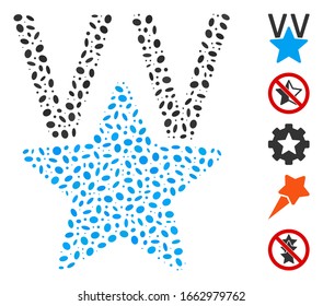 Dot Mosaic based on star victory award. Mosaic vector star victory award is composed with scattered elliptic spots.