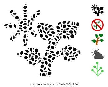 Dot Mosaic based on summer tree. Mosaic vector summer tree is formed with random ellipse spots. Bonus icons are added.