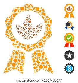 Dot Mosaic based on superior tobacco. Mosaic vector superior tobacco is composed with scattered rectangular spots. Bonus icons are added.