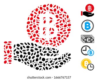 Dot Mosaic based on Thai Baht coin payment. Mosaic vector Thai Baht coin payment is composed with randomized ellipse dots. Bonus icons are added.