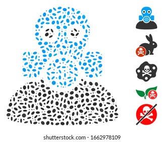 Dot Mosaic based on toxic work. Mosaic vector toxic work is created with scattered oval elements.