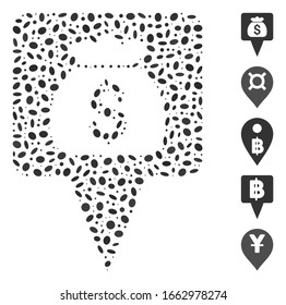 Dot Mosaic based on treasure map pointer. Mosaic vector treasure map pointer is created with random elliptic items.
