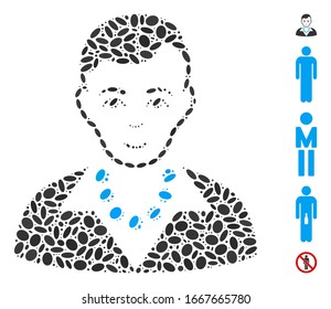Dot Mosaic based on trendy guy. Mosaic vector trendy guy is designed with scattered ellipse spots. Bonus icons are added.