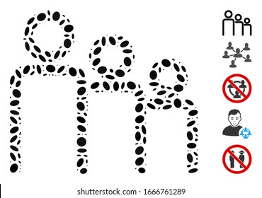 Dot Mosaic based on trio. Mosaic vector trio is composed with randomized oval items. Bonus icons are added.