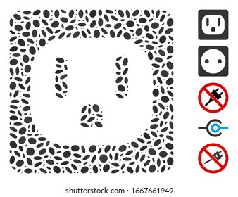 Dot Mosaic based on USA electric socket. Mosaic vector USA electric socket is created with random oval spots. Bonus icons are added.