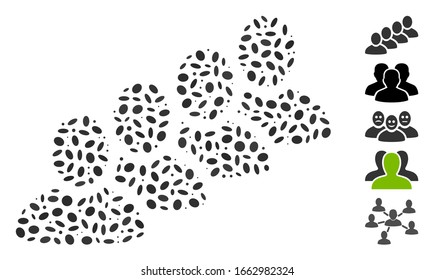 Dot Mosaic basiert auf der Benutzerwarteschlange. Die Mosaik Vektorillustration Benutzerwarteschlange wird mit randomisierten ovalen Elementen erstellt.