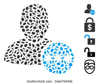 Dot Mosaic based on user password. Mosaic vector user password is composed with random elliptic elements. Bonus icons are added.