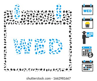 Dot Mosaic based on Wednesday calendar page. Mosaic vector Wednesday calendar page is composed with randomized ellipse dots.