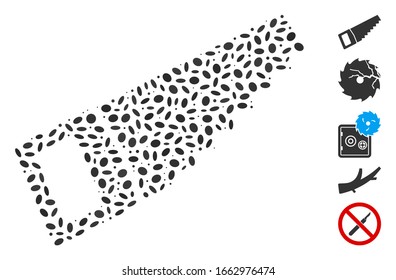 Punto Mosaico basado en la sierra de madera. La sierra de madera vectorial mosaica está diseñada con puntos de elipse dispersos.