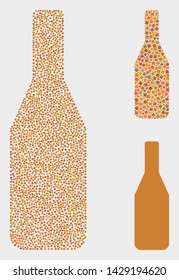 Dot And Mosaic Beer Bottle Icons. Vector Icon Of Beer Bottle Organized Of Irregular Circle Pixels. Other Pictogram Is Organized From Square Pixels.