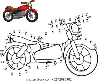 Dot-to-Dot-Motorrad-Einzel-Farbseite 