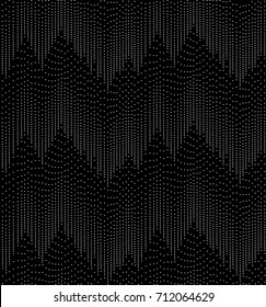 Dot Mountain Peaks - Abstract Seamless Repeat Tile - Geometric Graphic Wallpaper - Monochromatic Black and White - Black Background