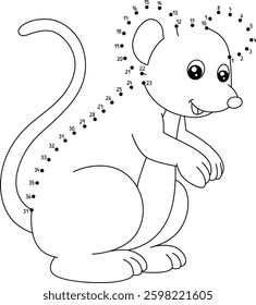 Dot to Dot Mouse Farm Animal Isolated Coloring 