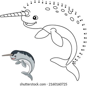 Dot to Dot Narwhal Coloring Page for Kids