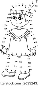 Dot to Dot Native American Boy Isolated Coloring 