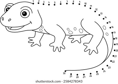 Dot to Dot Newt Animal Isolated Coloring Page