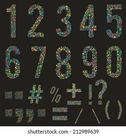 dot number set, vectors number set, set of numbers and punctuation marks