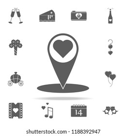 dot on card with heart icon. Romance icons universal set for web and mobile