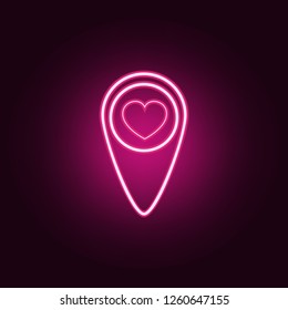 dot on card with heart icon. Elements of Valentine in neon style icons. Simple icon for websites, web design, mobile app, info graphics