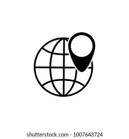 dot on the globe outline icon. Element for mobile concept and web apps. Thin line vector icon for website design and development, app development. Premium icon on white background