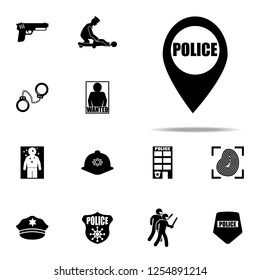 dot on the map of the policeman icon. Police icons universal set for web and mobile