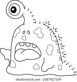 Dot to Dot One Eyed Monster Isolated Coloring Page