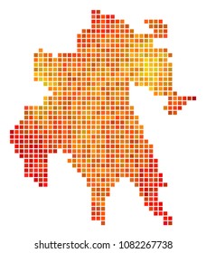 Dot orange Peloponnese Half-Island Map. Vector geographic map in orange color tinges on a white background. Vector collage of Peloponnese Half-Island Map organized of square elements.