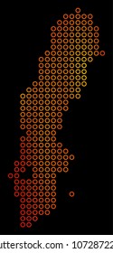 Dot orange Sweden Map. Vector geographical map in fire color tones on a black background. Vector concept of Sweden Map made of empty circles.