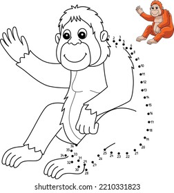 Dot to Dot Orangutan Animal Isolated Coloring 