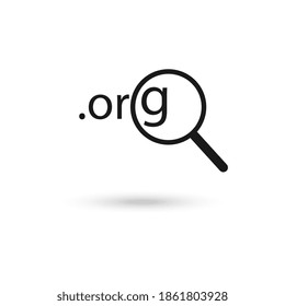 Dot Org Icon and magnifier. Domain search icon.