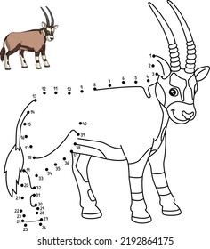 Dot to Dot Oryx Coloring Page for Kids