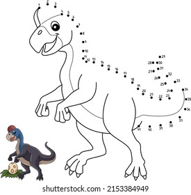 Dot to Dot Oviraptor Dinosaur Coloring Isolated