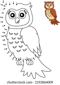 Dot to Dot Owl On A Tree Branch Coloring Page