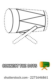 Dot to dot page with Drum for kids