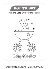 Dot To Dot Page For Kids-Baby Stroller