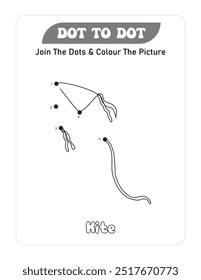 Dot To Dot Page For Kids-Kite