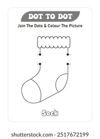 Dot To Dot Page For Kids-Sock