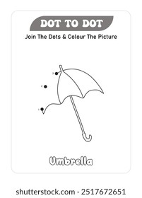 Dot To Dot Page For Kids-Umbrella