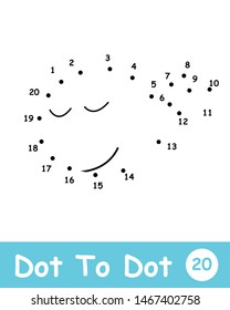 Dot to dot  page with While animal in doodle style. Vector illustration. 