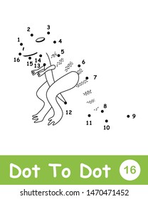 Dot to dot  page with wild dinosaur in doodle style. Vector illustration. 