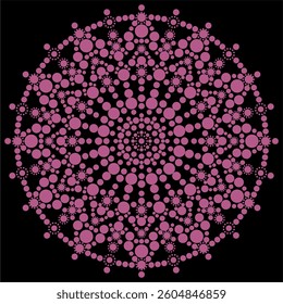 Dot painting beautiful mandala snowflake vector illustration multicolored on black background
