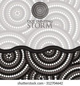 Dot painting invite/ greeting card in vector format.