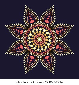 Dot painting meets mandalas 11. Aboriginal style of dot painting and power of mandala. Decorative flower