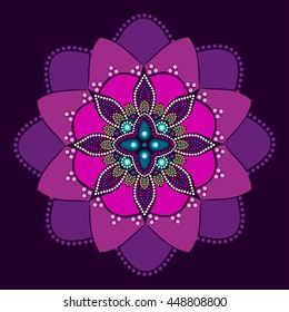 Dot painting meets mandalas 2 pink. Aboriginal style of dot painting and power of mandala