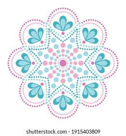 Dot painting meets mandalas. Aboriginal style of dot painting and power of mandala. Decorative flower. Dot multicolored ornate