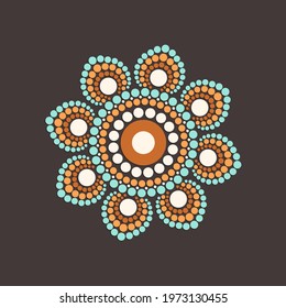 Dot painting meets mandalas. Aboriginal style of dot painting and power of mandala. Decorative flower