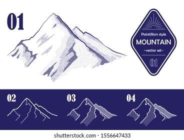 Dot painting style mountain Vector