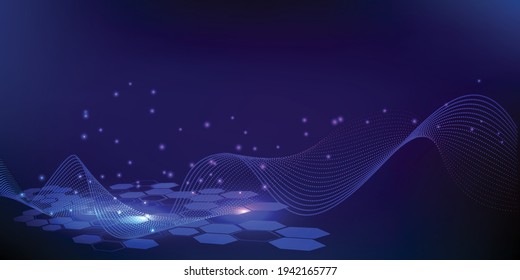 Dot pair network.Big data flowing wave from.Futuristic digital technology concepts.