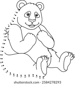 Dot to Dot Panda Animal Isolated Coloring Page