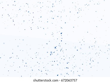 Dot particle layout in blue color abstraction. Hovering graphic dust. Modern halftone powder fog. Vector illustration